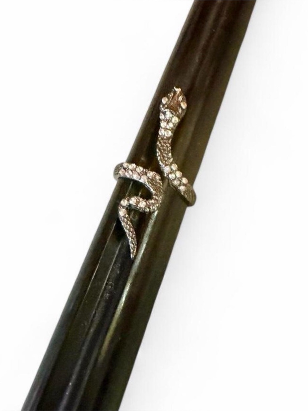 Silver-tone Pewter Embellished Snake Wrap Ring Sz 8.5